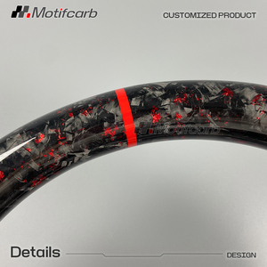 Volante de Fibra de Carbono Forjado Rojo Personalizado con Empuñaduras de Cuero Rojo para Hyundai Elantra N I30N I20N N-line 2018-2026 - Product Image 4