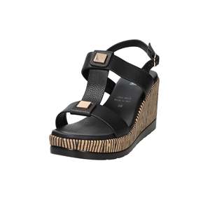 Sandalo con Zeppa Space Moda da Donna Nero 51402 con Tacco in Sughero e Plateau - Product Image 2