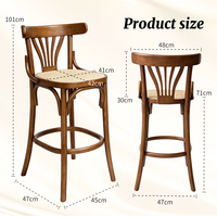 Chaise de bar pivotante créative de style industriel américain rétro, en bois courbé de noyer, chaise haute de bar, chaise pivotante pour comptoir