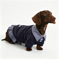 Sweat-shirt chaud en polaire pour chien 2-en-1 avec col à carreaux, pull en coton à col ras du cou pour petits et moyens chiens, vêtements d'hiver pour animaux de compagnie