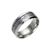 Whosale cincin jari pria, Perhiasan baja tahan karat bertatahkan dengan pisau naga untuk pria