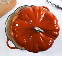 Panci Stew Besar 20cm 24cm Warna Oranye dari Besi Cor Berlapis Enamel dengan Lapisan Anti Lengket, Panci Belanda, Panci Saus, Panci Kaserol