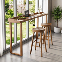 Meuble de bar de style minimaliste couleur noyer, design élégant, pour la maison, le balcon, les cafés, les restaurants, table de bar en bois longue