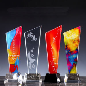 थोक OEM ODM रंग मुद्रण k9 रंगीन क्रिस्टल ट्राफियां प्लाक क्रिस्टल पुरस्कार रंगीन क्रिस्टल ट्रॉफी - Product Image 2