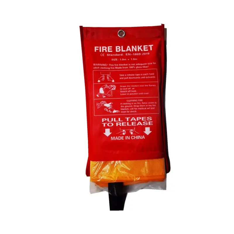 1m*1m Silicone Coated Skin Friendly High Quality Fire Resistance Protection Blanket Fire Extinguisher Fiberglass Fabric Fire Bla