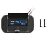 Chargeur USB QC3.0 et PD 3.0 Type-C pour camping-car, bateau, moto, camion, voiturette de golf avec interrupteur