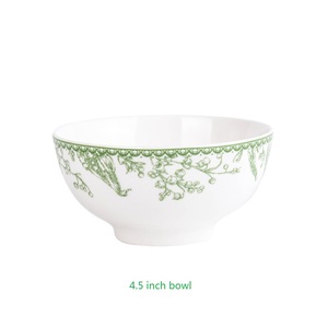 ชุดอาหารค่ำสไตล์ตะวันตก ลายดอกลิลลี่สีเขียว ซีรีส์ Green Lily Valley ทำจากเซรามิกเนื้อกระดูกพอร์ซเลนคุณภาพสูง ดีไซน์แบบชนบท ประกอบด้วยจานและชาม - Product Image 6