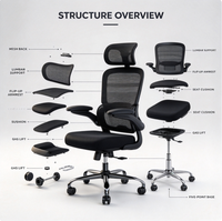 Chaise de bureau ergonomique à dossier mi-haut en maille avec accoudoirs rabattables et base pivotante chromée pour espace de travail commercial