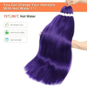 Capelli Intrecciati <span class=keywords><strong>Viola</strong></span> 24 Pollici 3 Pacchi Pre-Stirati Estensioni <span class=keywords><strong>Colorate</strong></span> per Trecce Twist Box Braids Lunghe Trecce all'Uncinetto Doppie a Macchina - Product Image 4