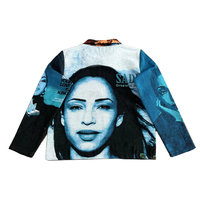 Veste polaire unisexe oversize zippée avec imprimé graphique vintage d'icônes musicales, respirante, style streetwear décontracté à col.