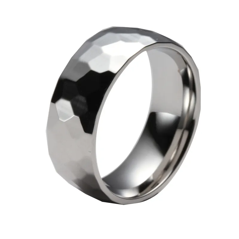 Hot Selling Gehamerd Afwerking Dome Gesneden Zilver Kleur Cobalt Chrome Mannen Ring