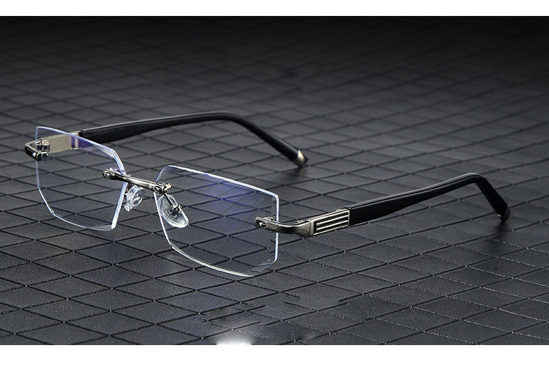 Metal Rimless Anti Blue Reading Glasses with Trimmed Shape Lens for Blue Light Protection