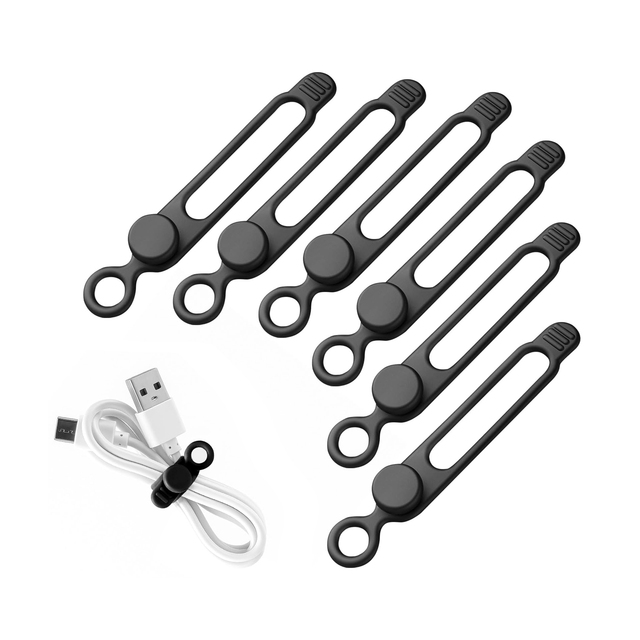 Silicone Cable Ties Cord Organizer Reusable Cord Ties for Electronics Multipurpose Elastic Wire Ties for Cable Organizer
