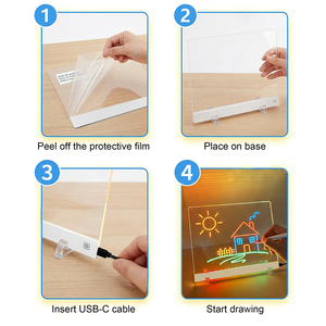 Pizarra Acrílica Cuadrada con Luz LED Regulable 2026, Pizarra de Borrado en Seco para Habitación Infantil, Decoración del Hogar, Pizarra de Notas LED con Colores para Niños - Product Image 4