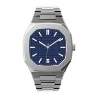 Relojes de Marca de Lujo para Hombre, Diseño de Esfera Personalizado, Acero Inoxidable, Movimiento Japonés, Esfera Negra Texturizada, Precio al por Mayor