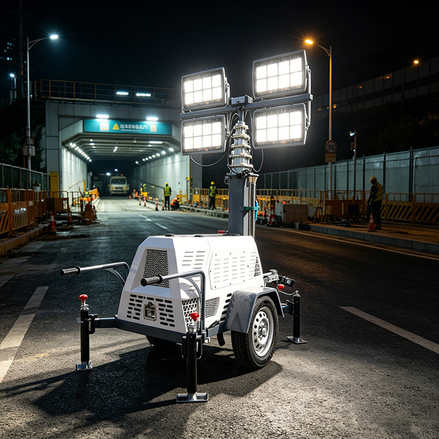 Low Noise Tower Light Generator on Trailer Solar Light Tower Generator Solar Light Tower