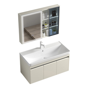 Mueble de Baño de Acero Inoxidable y Titanio Italiano con Lavabo de Cerámica de una Pieza - Product Image 3