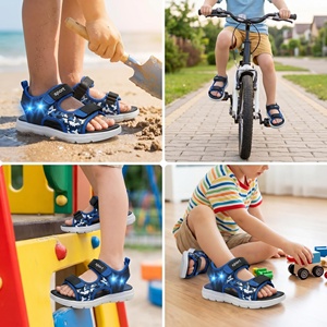 Sandales pour tout-petits garçons, motif étoile, LED clignotantes, chaussures décontractées, tige respirante, semelle légère en EVA, antidérapantes, sandales d'extérieur - Product Image 3
