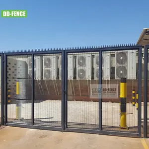 Pagar jala lasan gerbang ayunan ganda gerbang geser komersial gerbang geser otomatis untuk jalan masuk