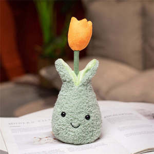 8 couleurs, fleurs de tulipes créatives en peluche de coton vert, jouet en peluche, nouveau design, simulation réaliste, décoration d'étagère - Product Image 2