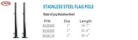 FOYO Mât de drapeau marin en acier inoxydable, diamètre 1 pouce, plusieurs options de longueur, accessoire de quincaillerie pour bateau et yacht