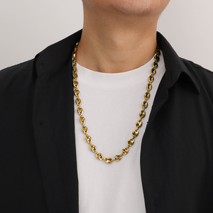 Collier en chaîne en acier inoxydable 316 plaqué <span class=keywords><strong>or</strong></span> 14K 18K PVD pour hommes et femmes, bijoux tendance hip-hop punk en gros - Product Image 5