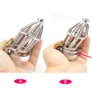 Dispositif <span class=keywords><strong>de</strong></span> <span class=keywords><strong>chasteté</strong></span> masculin en acier inoxydable, <span class=keywords><strong>cage</strong></span> à pénis, anneau <span class=keywords><strong>de</strong></span> pénis, jouets sexuels <span class=keywords><strong>pour</strong></span> adultes <span class=keywords><strong>pour</strong></span> hommes et garçons - Product Image 1