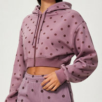 Ensemble de sweats à capuche pour femmes de qualité supérieure, décontracté, imprimé à pois sur toute la surface, sport, fitness, pull épais, couleurs contrastées, vêtements de loisirs