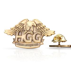 Alfileres de solapa <span class=keywords><strong>MC</strong></span> de fundición a presión 3D ala de cara de aleación de estilo europeo personalizado con acabado de peltre antiguo - Product Image 5