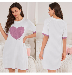 Conjunto de <span class=keywords><strong>Pijamas</strong></span> con Estampado de Corazón para el Día de San Valentín para Mujer, Ropa de Dormir de Manga Larga de Felpa Acanalada, Regalo Romántico - Product Image 5