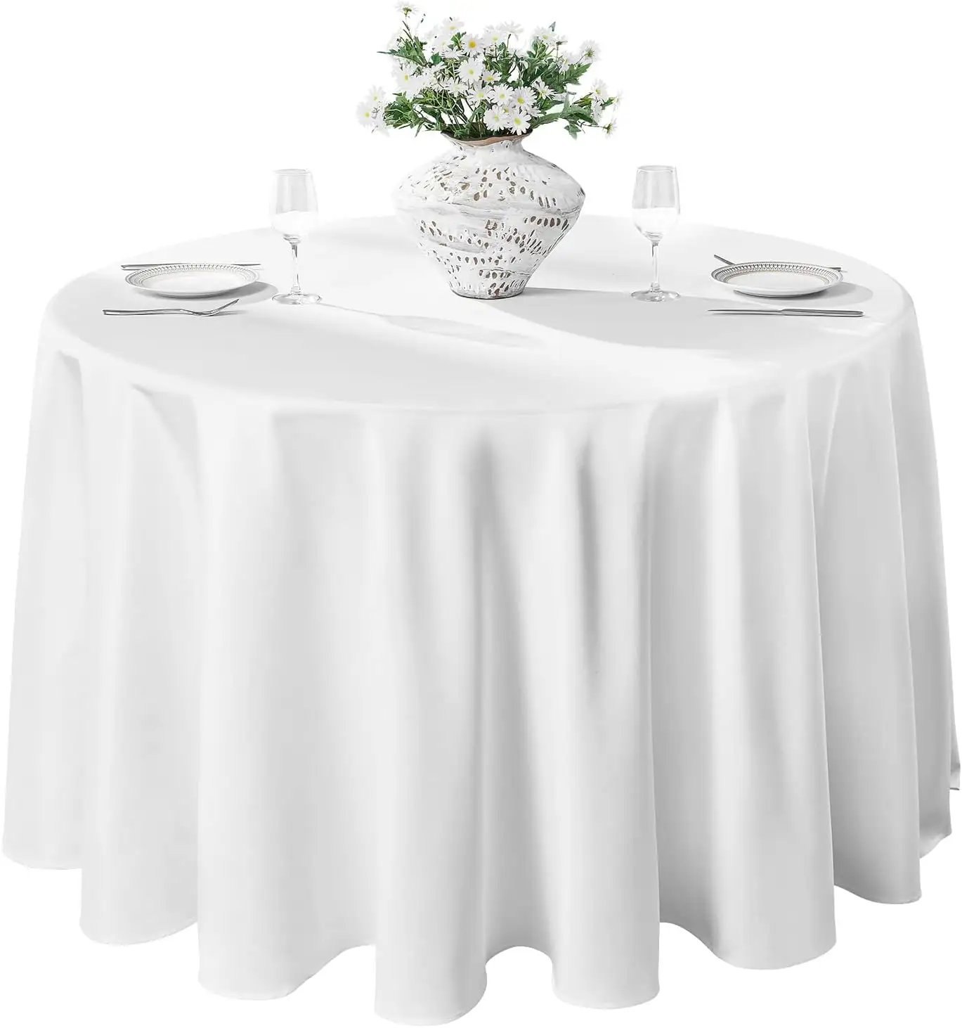 Luxury Plain White Hot Sale Polyester Rectangle Round Tablecloth Banquet Wedding Party Solid Color Table Cloth