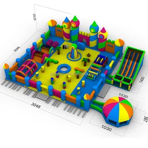 Castillo inflable grande de colores para niños, Castillo de salto para juegos de parque de atracciones