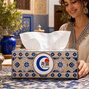 Boîte décorative de mouchoirs en papier 3 plis, style maure nord-africain, géométrique bleu et or, doux, pour la maison, l'hôtel, <span class=keywords><strong>le</strong></span> café - Product Image 1
