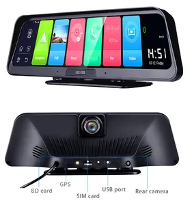 جهاز تسجيل فيديو رقمي للسيارات 10 بوصة dashcam البث مرآة الرؤية الخلفية 4G الروبوت GPS للملاحة اندفاعة كام FHD 1080P السيارات المسجل مسجل فيديو