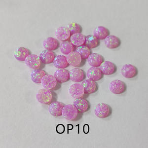 Cuentas de Ópalo Sintético con Corte Cabujón Redondo de Color, Piedras Preciosas Sueltas de Ópalo de Fuego con Parte Posterior Plana para Joyería - Product Image 4