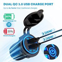 Nouveau panneau de commutation à 5 interrupteurs ABS pour véhicule, port de charge rapide QC3.0 PD, voltmètre numérique, prise de courant 12V, bateau marin