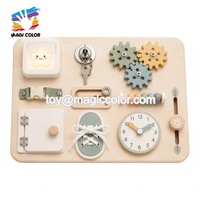 Tableau d'activités en bois pour enfants avec fermetures éclair, boucles, lacets et boutons-pression – Jouet éducatif pour l'apprentissage des compétences de vie W12L006B