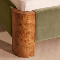 Lit capitonné en velours mousse italien, taille Queen, avec pieds en bois de ronce, tête de lit haute, ensemble de meubles de chambre pour maison, villa, loft