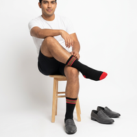 Chaussettes noires à rayures rouges et dorées, respirantes, en polyester et élasthanne, pour le basketball, pour adultes, été