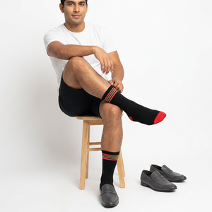 Black Crew <b>Socks</b> With Red And Gold Stripes Breathable Polyester Spandex Basketball Athletic <b>Socks</b> For Adults Summer - Product Image 2