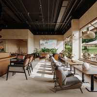 Comptoir de bar en verre avec éclairage LED pour l'aménagement intérieur de torréfaction de café sur mesure, idéal pour les boulangeries, cafés et magasins.