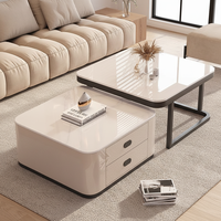 Table Basse Carrée Extensible en Verre et Bois, Style Nordique, Luxe Moderne, Durable, Unique, pour la Maison, Vente en Gros