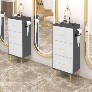 Wholesale Salon Furniture Equipment White Wood Salon Barber <b>Trolley</b> Cabinet for Hair Salon With Drawers - Product Image 6