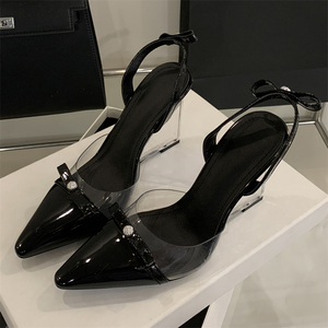 Colección Primavera-Verano 2025: Elegantes Sandalias de Tacón Alto para Mujer con Correa en el Tobillo y Punta en Pico, Zapatos de Mujer que Aumentan la Estatura - Product Image 5