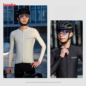 Maillot de cyclisme pour homme BaoDun, manches longues, fermeture éclair, haute élasticité, respirant, évacuation de l'humidité, pour vélo de route, vêtements de plein air - Product Image 1