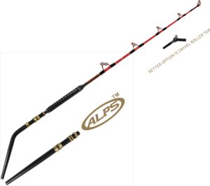 GMR307, guides à rouleaux <span class=keywords><strong>en</strong></span> aluminium, unité de pointe de rouleau pivotant, poignée <span class=keywords><strong>en</strong></span> <span class=keywords><strong>cuir</strong></span>, grand jeu, Stand up, bateau, pêche à la traîne, canne à pêche - Product Image 1