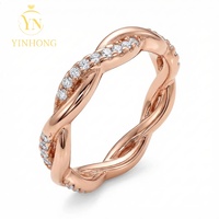 Bague empilable en argent 925 de haute qualité avec moissanite, motif corde torsadée, style simple et luxueux, pour femme