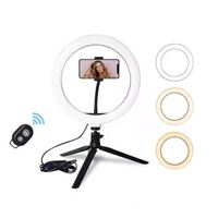 Set Lampu LED Fotografi 6 "8" 10 "12" Inch, Lampu Isi Ulang untuk Siaran Langsung, Penyangga Ponsel untuk Siaran Langsung, Lampu Rias