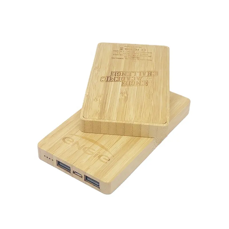 Bsci không dây PowerBank 5000mAh gỗ sinh thái ngân hàng điện nhà máy tre Li-polymer pin Micro USB phổ sạc không dây