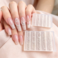 Moule en silicone 3D vintage pour ongles, motif dentelle et cadre nœud, pochoir en relief pour gel UV, outil de sculpture DIY pour manucure et salon de nail art
